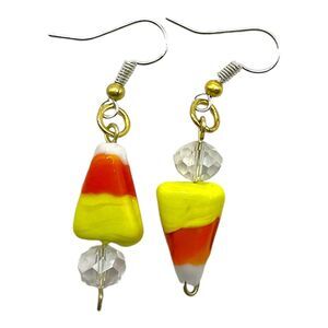 Candy Corn Crystal Handmade Dangle Drop Earrings